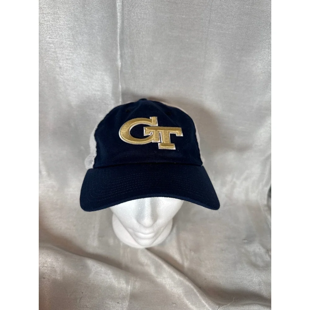 NWT Adidas Georgia‎ Tech GT Golden T's Navy Blue White Mesh Trucker Hat Cap